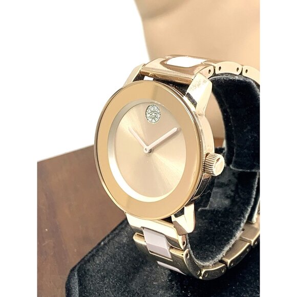Movado Women's Watch 3600799 Bold Rose Dial Swiss Quartz 36mm Steel Pink Ceramic - Picture 1 of 14